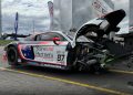 The damaged #87 Melbourne Performance Cetnre Audi R8 LMS GT3 of Brad Schumacher and Will Brown.