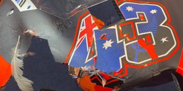 Damage to Jack MIller's RC16 after hitting a seagull.