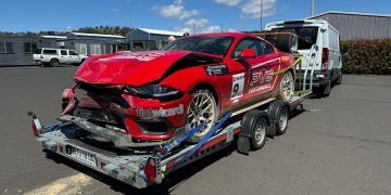 The PVS Performance Mustang has already crashed out of the Bathurst International. Image: Simon Chapman