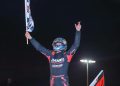 Jack Goodyer celebrates his win on night two of the Grand Annual Classic at Warrnambool.