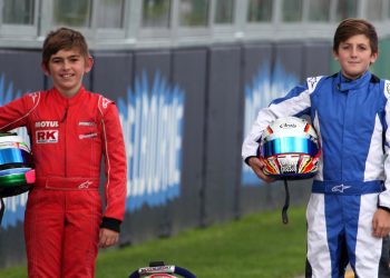 Broc Feeney (left) with Jack Doohan on the grid at the Formula 1 Australian Grand Prix.