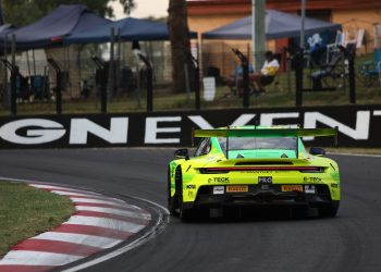 The #912 Manthey EMA Porsche leads after six hours of the 2024 Bathurst 12 Hour. Image: InSyde Media