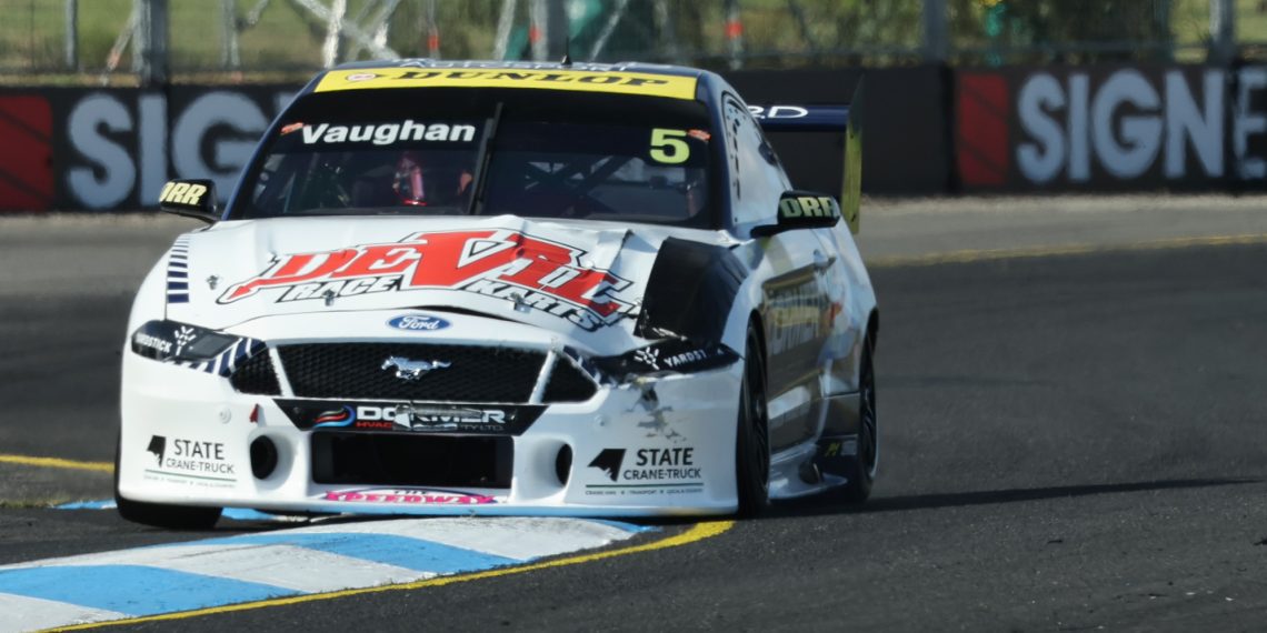 Brad Vaughan's damaged Super2 Series Gen2 Ford Mustang.