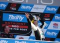 Chaz Mostert celebrates a second place at the Bathurst 500. Image: InSyde Media