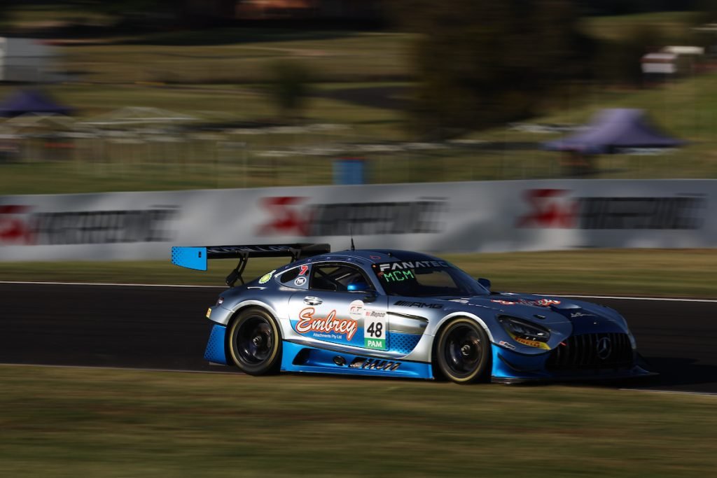 The M-Motorsport Mercedes-AMG is fastest so far in qualifying for the Bathurst 12 Hour. Image: InSyde Media