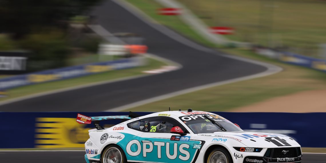 Chaz Mostert drives his WAU Ford Mustang out of The Chase at the Supercars Bathurst 500 in February 2024