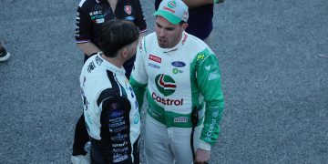 Chaz Mostert speaks to Thomas Randle post-race. Image: InSyde Media