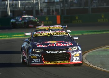 Broc Feeney leads Will Brown in Race 3 at Albert Park. Image: InSyde Media