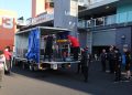 A truck delivered engines to the paddock