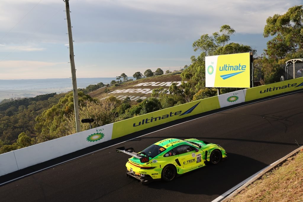The #912 Manthey EMA Porsche leads after three hours of the 2024 Bathurst 12 Hour. Image: InSyde Media