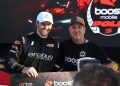 Erebus Motorsport driver Brodie Kostecki (left) with Boost Mobile CEO Jason Haynes.