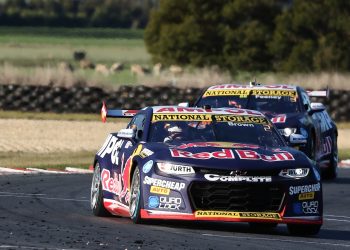 Will Brown leading Broc Feeney in the closing stages of Sunday's race. Image: InSyde Media