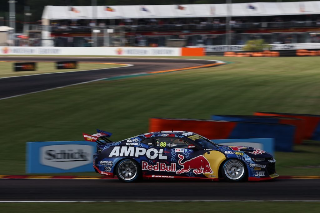 Broc Feeney jumped from eighth to pole position in the Top 10 Shootout for Race 12 of the Supercars Championship at Hidden Valley Raceway in Darwin. Image: InSyde Media