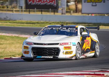 Brodie Kostecki belatedly behind the wheel of the Erebus Camaro at Winton. Image: Supplied