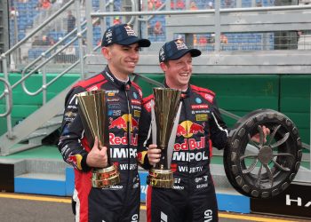 Broc Feeney (left) and Will Brown (right) celebrate after another podium double sealed a one-two in the Albert Park round results. Image: Supplied