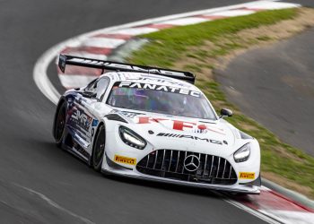 A Triple Eight JMR Mercedes-AMG GT3 at Mount Panorama in Bathurst