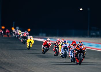 Jack Miller (#43) was only briefly ahead of Marc Marquez (#93) in the Qatar MotoGP Sprint. Image: KTM Images/Polarity Photo