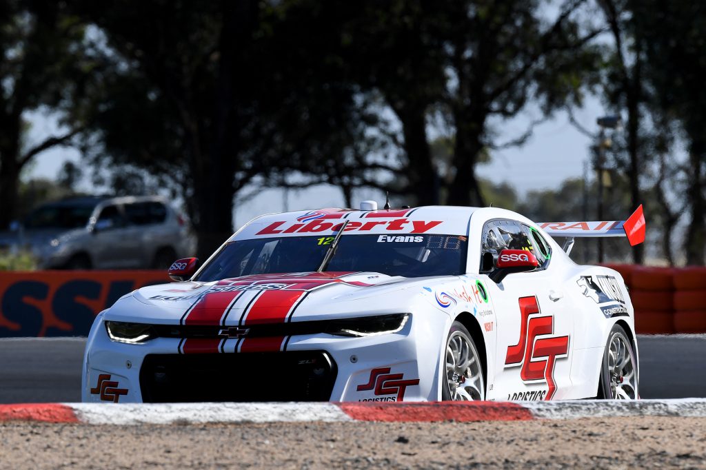 Jaxon Evans drives the SCT/BJR Camaro in the Winton Supercars test. Image: Russell Colvin