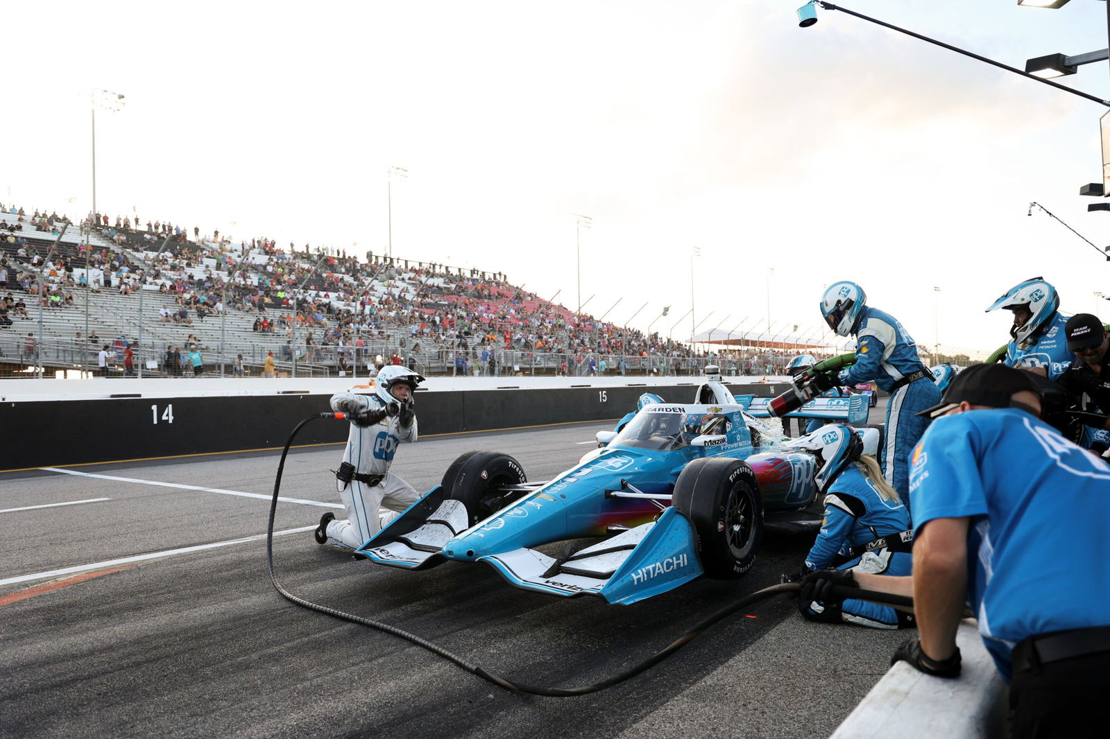 Josef Newgarden during a pit stop. 