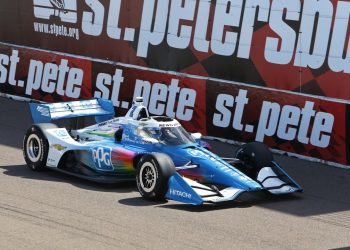 Josef Newgarden is no longer the official winner of the St Petersburg IndyCar race after he and Scott McLaughlin were disqualified. Image: Chris Jones/Penske Entertainment