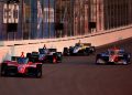 A group of cars during IndyCar's race at Gateway.