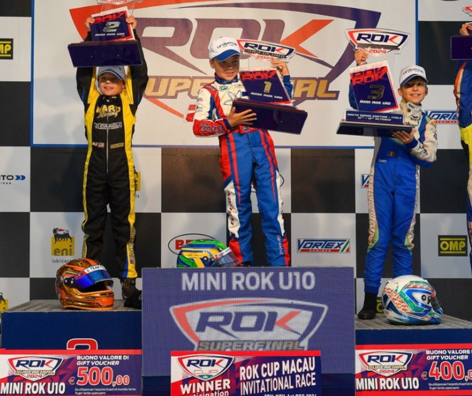 Jay Kostecki (centre) wins the ROK Supercup Final in Italy