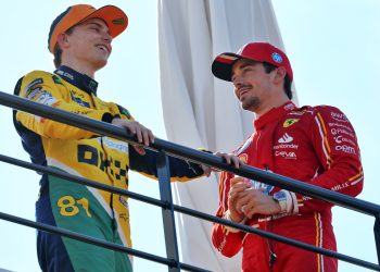 Charles Leclerc joked that he and Oscar Piastri would have a meeting with his mother ahead of today’s Formula 1 Monaco Grand Prix. Image: Batchelor / XPB Images