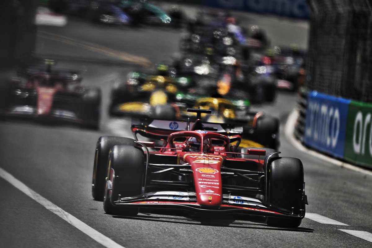 Charles Leclerc has won the Monaco Grand Prix from Oscar Piastri and Carlos Sainz. Image: Price / XPB Images