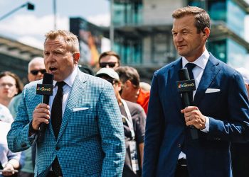 Leigh Diffey (left) with Townsend Bell.