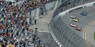 The #7 Porsche 963 of Dane Cameron, Felipe Nasr, Josef Newgarden, and Matt Campbell in the 2024 Daytona 24.