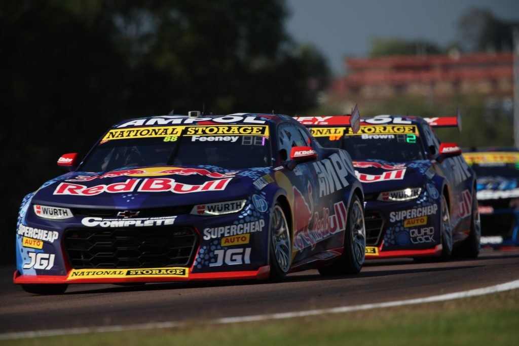 Broc Feeney leads in Race 12 of the Supercars Championship at Hidden Valley Raceway in Darwin. Image: Supplied