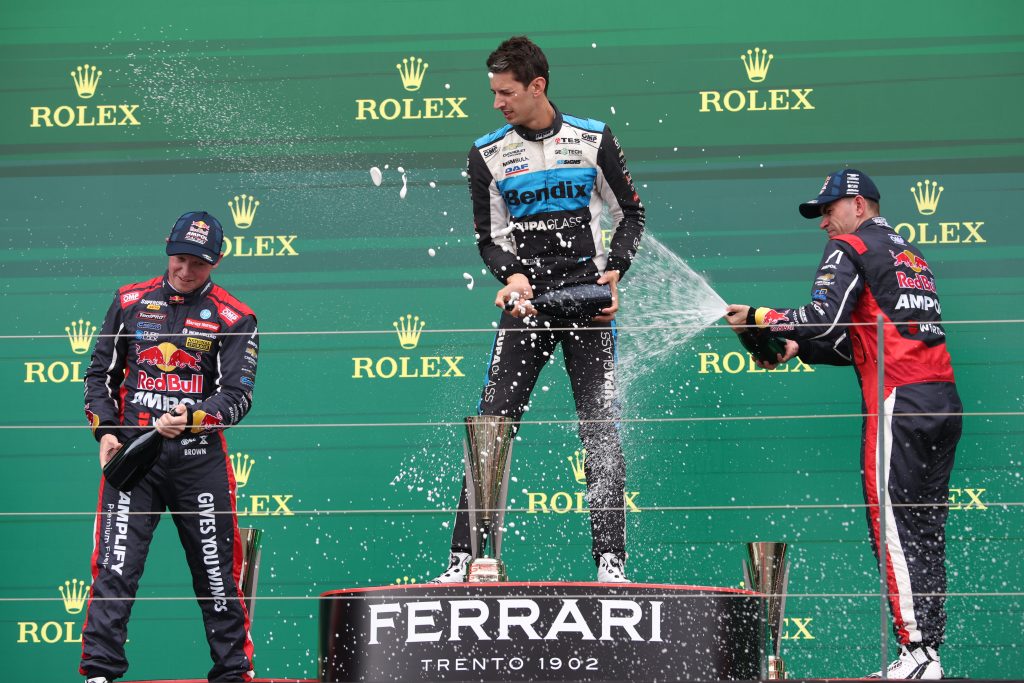 Nick Percat stands on the top step of the podium for the first time since 2020. Image: Supplied