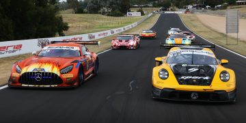 Bathurst 12 Hour cars at Mount Panorama.