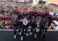 The Triple Eight drivers on the Bathurst podium