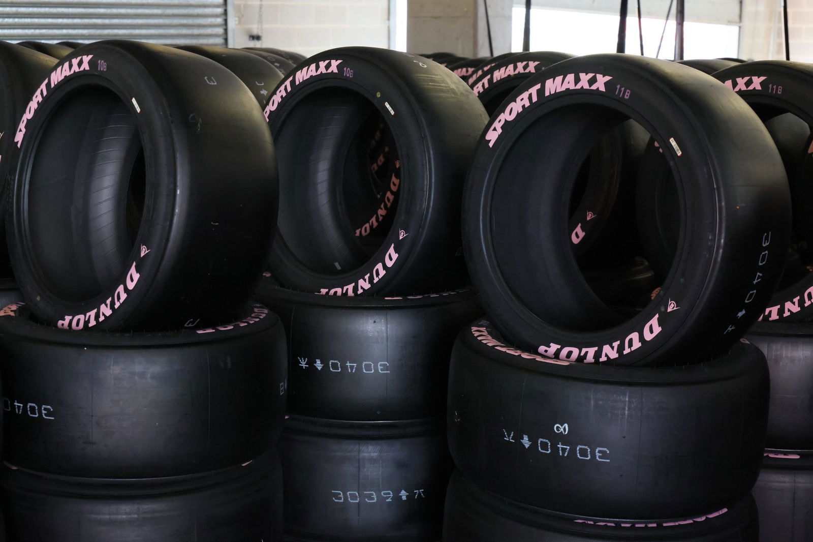 Pink Dunlop tyres