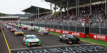 The start of Race 23 of the Repco Supercars Championship at the VAILO Adelaide 500. Image: Mark Horsburgh