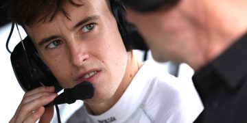 Marcus Armstrong sits on the timing stand at Mid-Ohio. Image: Matt Fraver