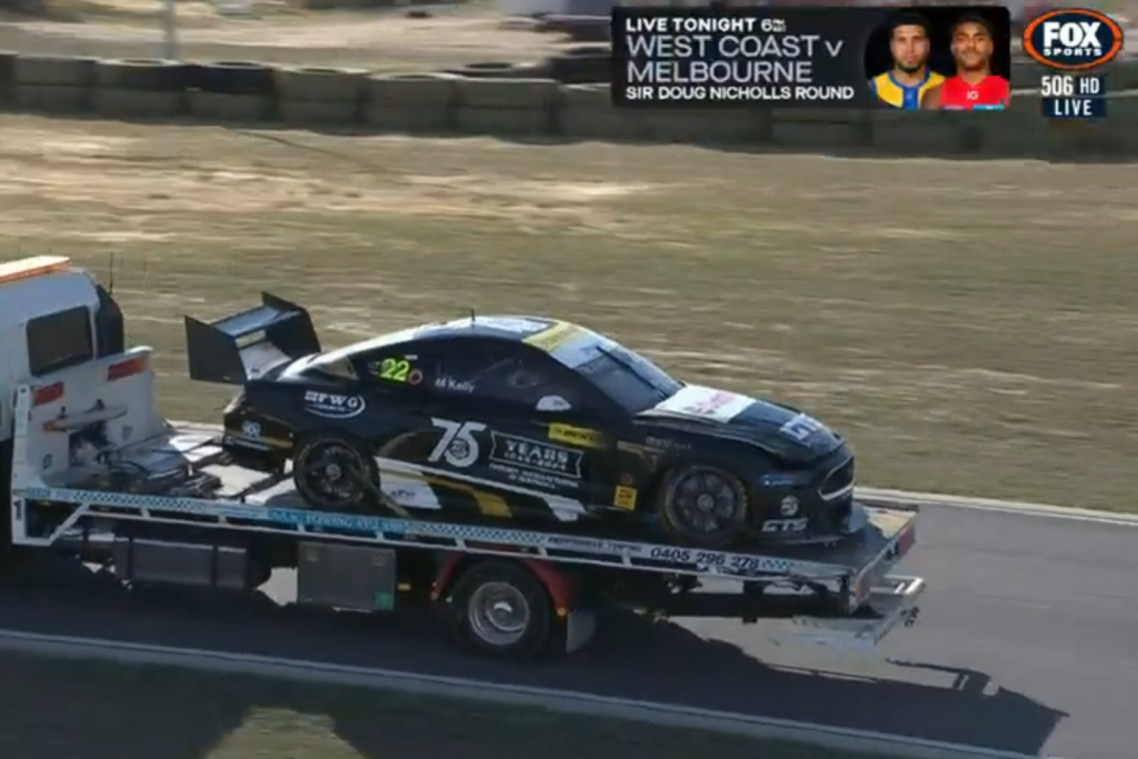 Car #22 is carried away from the scene of the incident. Image: Fox Sports
