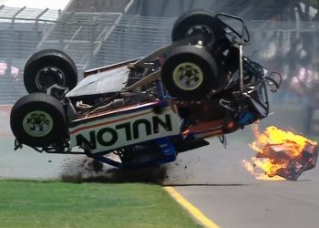 The fuel cell from Matt Mingay's truck flies across the Adelaide Parklands Circuit.