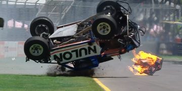 The fuel cell from Matt Mingay's truck flies across the Adelaide Parklands Circuit.