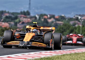 Lando Norris was fastest after Charles Leclerc crashed heavily. Image: Bearne / XPB Images