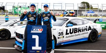 Miedecke Motorsport took Ford Mustang GT4 's first global race win with George Miedecke and Rylan Gray. Image: Supplied