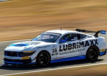 The George Miedecke/Rylan Gray Ford Mustang GT4.