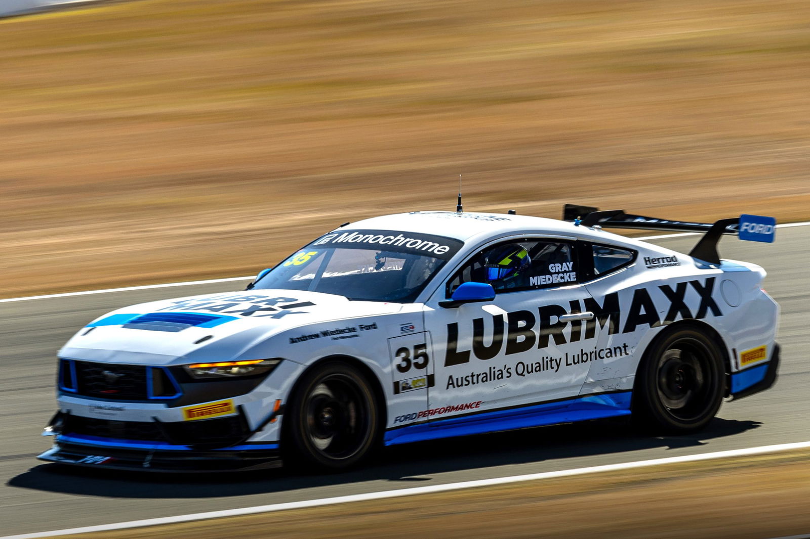 The George Miedecke/Rylan Gray Ford Mustang GT4.