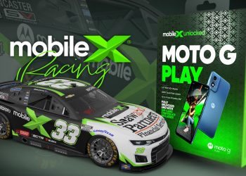 MobileX and Motorola sponsor Will Brown in his NASCAR debut for RCR in No. 33 MobileX Chevrolet in celebration of the MobileX moto g play bundle in Walmart (PRNewsfoto/Mobile X Global, Inc.)