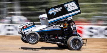 Thomas Meseraull during a hot lap at the NAPA Speedway media call during the Adelaide 500.