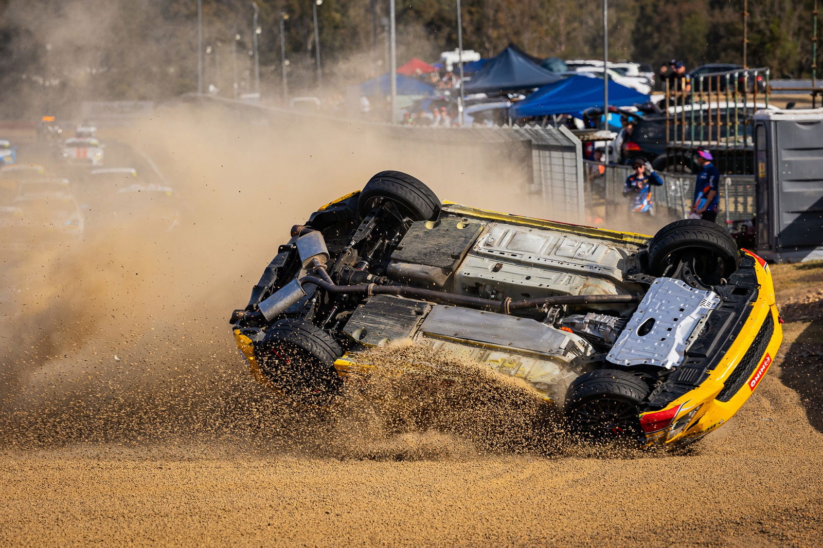 Jack Wood escaped injury after flipping his Toyota 86 in the TGRA Scholarship Series at Queensland Raceway.