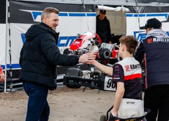 Nathan Buckley got a successful Saturday underway with two wins for son Ayce (L) at the City of Melbourne Titles PIC: Pace Images/Ben Roehlen