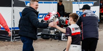 Nathan Buckley got a successful Saturday underway with two wins for son Ayce (L) at the City of Melbourne Titles PIC: Pace Images/Ben Roehlen