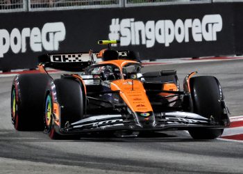 There was again little between Lando Norris and Charles Leclerc after the second hour of practice for the Singapore Grand Prix. Image: XPB Images